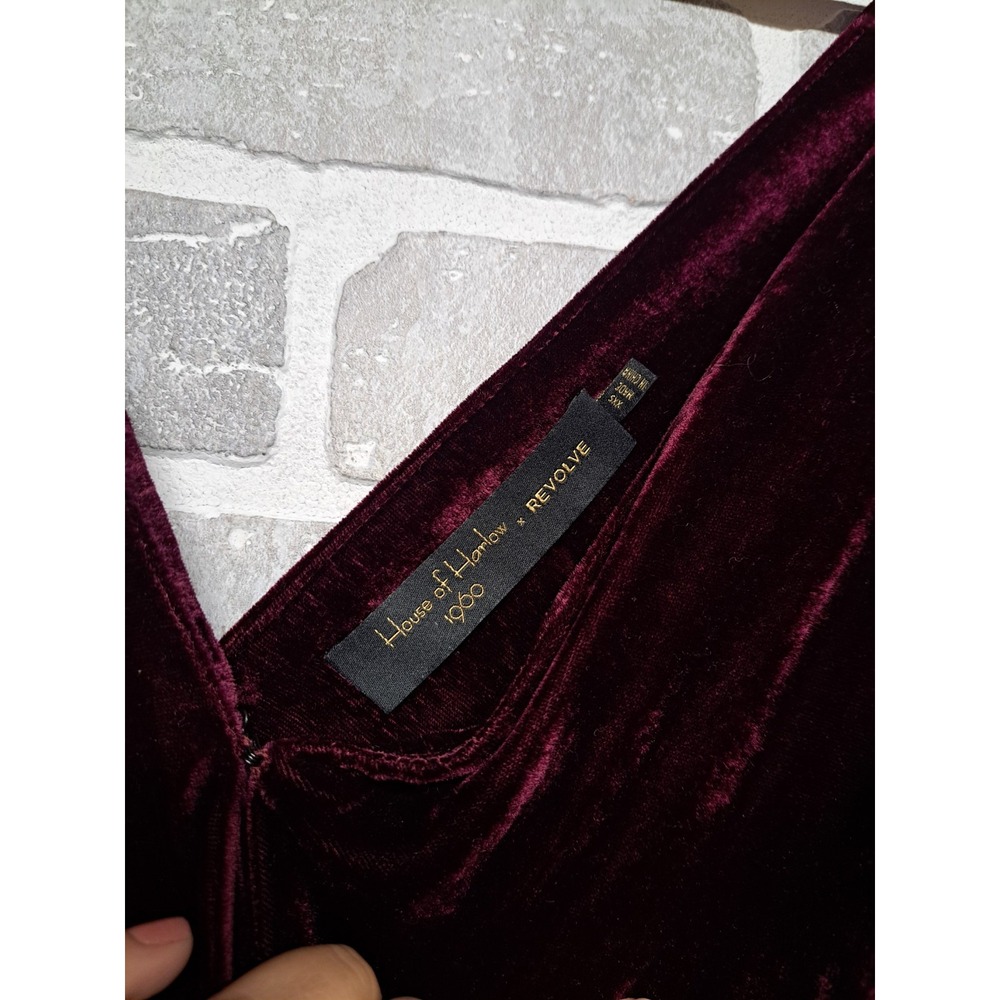 House Of Harlow 1960 Revolve Womens Velvet Burgandy V-Neck Bodysuit Size XXS - Picture 8 of 14